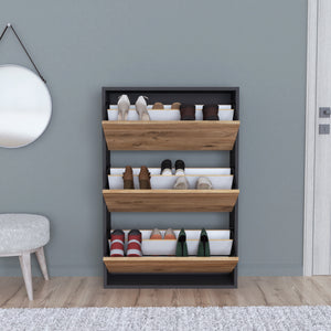 Scarpiera Salvaspazio Slim con 3 Contenitori Ribaltabili Portascarpe Stretto da Ingresso Capienza 18 Paia 110 x 73,5 x 24 cm - Vari Colori [en.casa]
