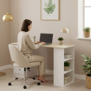 Schreibtisch Lemberg 120x50x72 cm mit Schubladen + Ablage en.casa