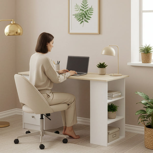 Schreibtisch Lemberg 120x50x72 cm mit Schubladen + Ablage en.casa