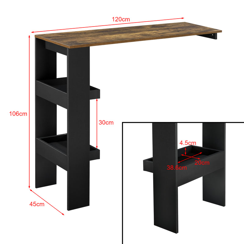 Croquis coté Table de Bar Bromölla 120 x 45 x 106 cm Couleurs différentes [en.casa]