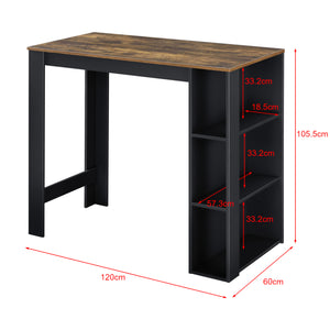 Bartisch Danderyd 120x60x106 cm mit 3 Ablagefächern [en.casa]