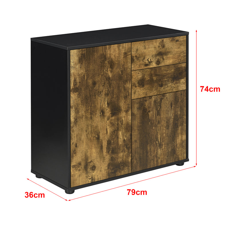 Schizzo in scala Comò Paarl con 2 Ante e 2 Cassetti 74x79x36 cm [en.casa] 