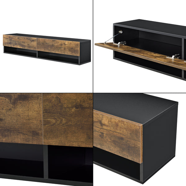 Mobile Porta TV Halmstad da Parete con Ante a Ribalta 140 x 31 x 30 cm [en.casa]