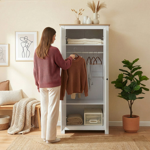 Armadio per Guardaroba Trorjam con Barra Appendiabiti e Scomparti 175 x 80 x 52 cm [en.casa]