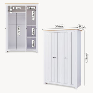 Armoire de chambre Vasand 175 x 120 x 52 cm [en.casa]