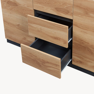 Buffet Kyr chêne rustique / noir [en.casa]