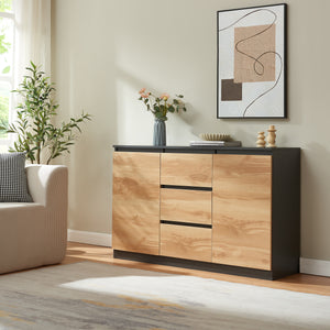 Buffet Kyr chêne rustique / noir [en.casa]