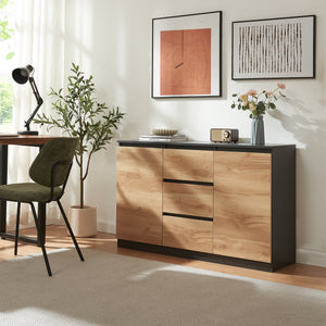 Buffet Kyr chêne rustique / noir [en.casa]