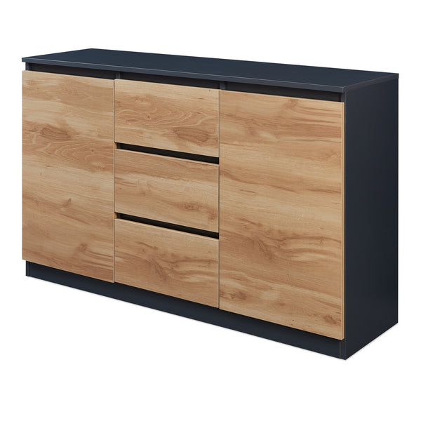 Buffet Kyr chêne rustique / noir [en.casa]