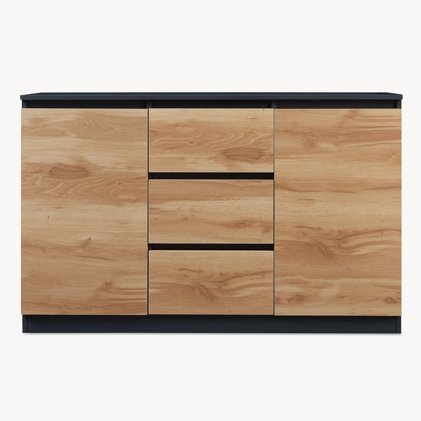 Buffet Kyr chêne rustique / noir [en.casa]