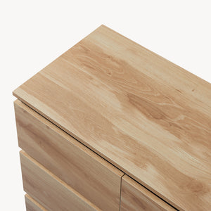 Credenza Mobile Contenitore Kyr Comò con Ante e Cassetti - Nero/Effetto Rovere Rustico [en.casa]