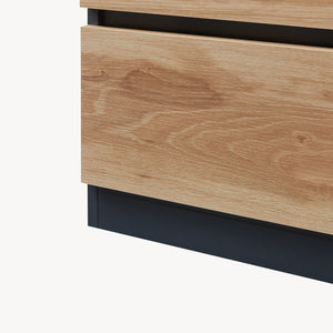 Credenza Mobile Contenitore Kyr Comò con Ante e Cassetti - Nero/Effetto Rovere Rustico [en.casa]