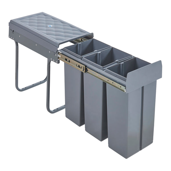 Pattumiera Estraibile Froland con 2 o 3 Bidoni Sotto Lavello - Capacitá varie - 48 x 34 x 42 cm Grigio [en.casa] 