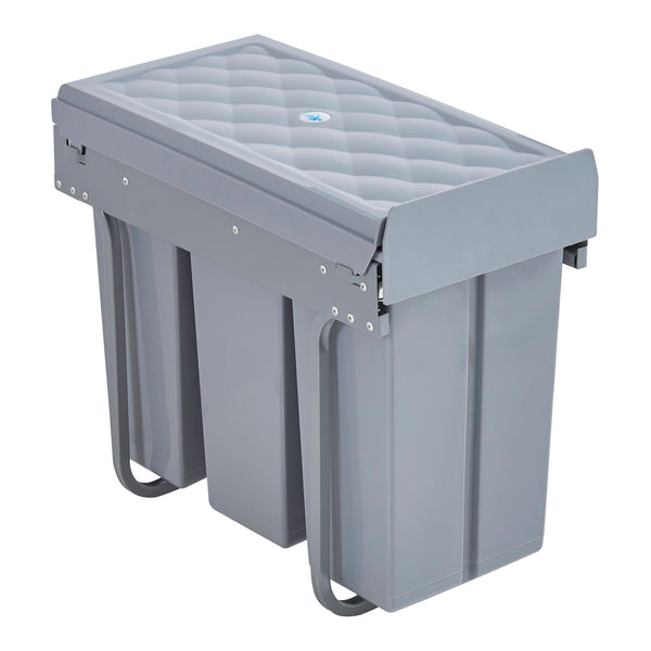 Pattumiera Estraibile Froland con 2 o 3 Bidoni Sotto Lavello - Capacitá varie - 48 x 34 x 42 cm Grigio [en.casa] 