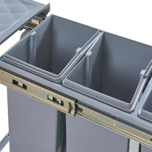Pattumiera Estraibile Froland con 2 o 3 Bidoni Sotto Lavello - Capacitá varie - 48 x 34 x 42 cm Grigio [en.casa] 