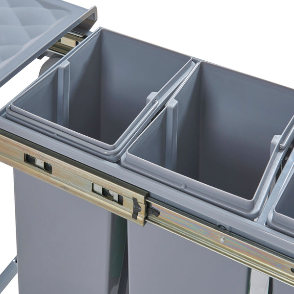 Pattumiera Estraibile Froland con 2 o 3 Bidoni Sotto Lavello - Capacitá varie - 48 x 34 x 42 cm Grigio [en.casa] 
