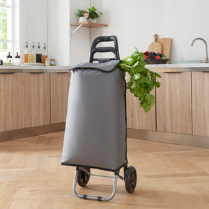 Trolley per la Spesa Carrello Portaspesa Portapacchi a 2 Ruote Telaio Pieghevole Borsa Impermeabile Rimovibile 36 L 30 kg - Grigio Scuro/Nero [en.casa]