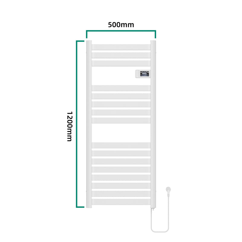 Maßskizze Elektrischer Handtuchheizkörper Ringebu 120x50cm in versch. Farben [pro.tec]