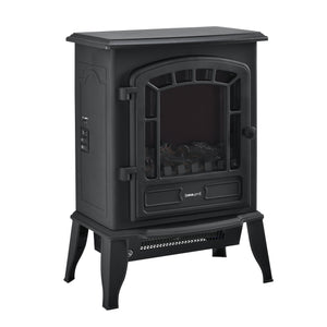 [casa.pro] Camino elettrico 39 x 24 x 56,5 cm Fuoco realistico Termostato integrato 2 livelli di riscaldamento Metallo plastica e vetro