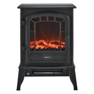 [casa.pro] Camino elettrico 39 x 24 x 56,5 cm Fuoco realistico Termostato integrato 2 livelli di riscaldamento Metallo plastica e vetro