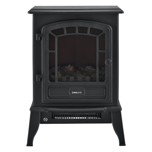 [casa.pro] Camino elettrico 39 x 24 x 56,5 cm Fuoco realistico Termostato integrato 2 livelli di riscaldamento Metallo plastica e vetro