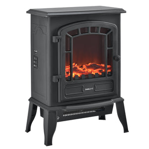 [casa.pro] Camino elettrico 39 x 24 x 56,5 cm Fuoco realistico Termostato integrato 2 livelli di riscaldamento Metallo plastica e vetro