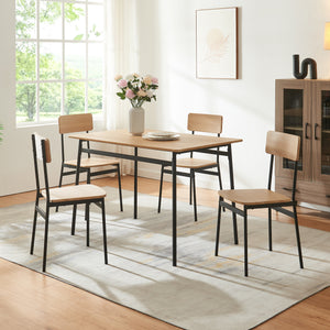 Gruppo da pranzo Pollenev 5 pz. Nero/effetto rovere [en.casa] - premiumXL