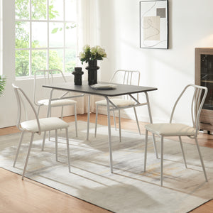 Set da Pranzo Omso Tavolo 110x70 cm e 4 Sedie Imbottite [en.casa]