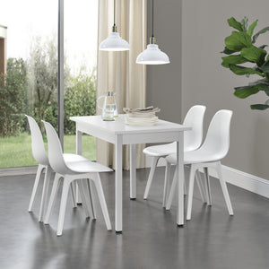[en.casa] Arredo Sala da Pranzo Tavolo 120 x 60 x 75 cm con 4 Sedie 83 x 54 x 48 cm MDF Acciaio Plastica