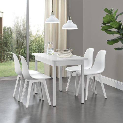 [en.casa] Arredo Sala da Pranzo Tavolo 120 x 60 x 75 cm con 4 Sedie 83 x 54 x 48 cm MDF Acciaio Plastica