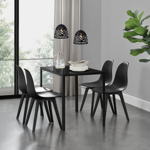 [en.casa] Arredo Sala da Pranzo  Set Tavolo Metallo Vetro 105 x 60 x 75 cm con 4 Sedie in Plastica 83 x 54 x 48 cm