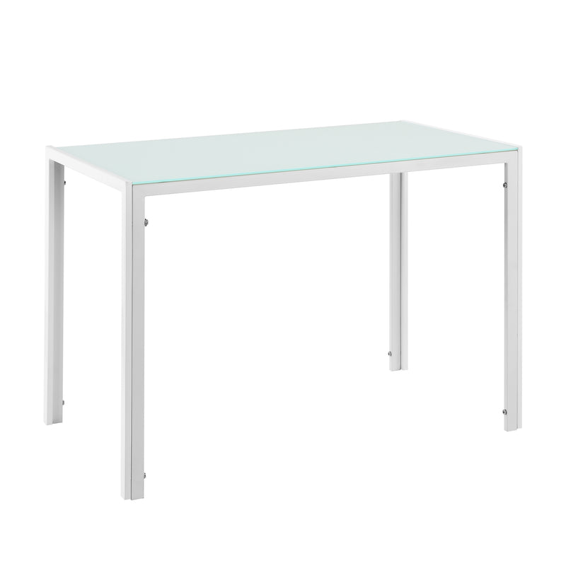 Schizzo in scala [en.casa] Arredo Sala da Pranzo  Set Tavolo Metallo Vetro 105 x 60 x 75 cm con 4 Sedie in Plastica 83 x 54 x 48 cm
