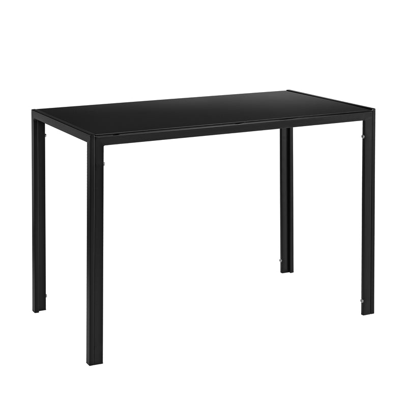 Schizzo in scala [en.casa] Arredo Sala da Pranzo  Set Tavolo Metallo Vetro 105 x 60 x 75 cm con 4 Sedie in Plastica 83 x 54 x 48 cm