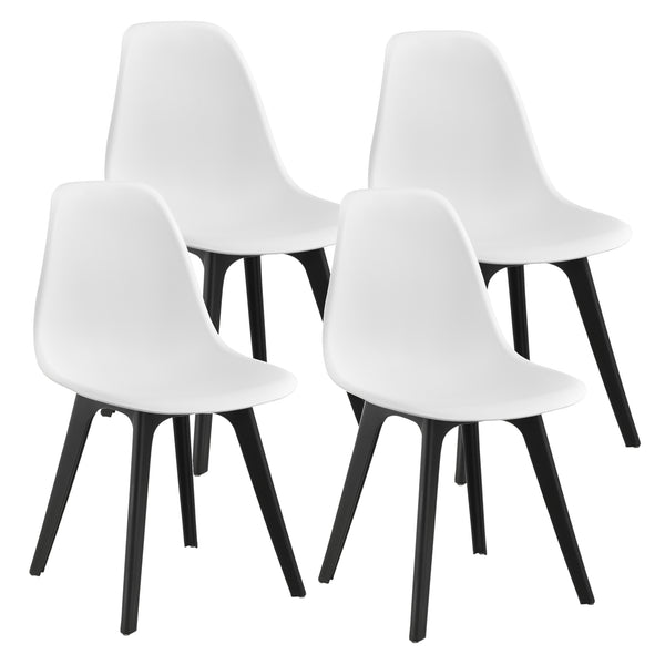 [en.casa] Arredo Sala da Pranzo  Set Tavolo Metallo Vetro 105 x 60 x 75 cm con 4 Sedie in Plastica 83 x 54 x 48 cm