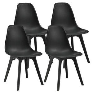 [en.casa] Arredo Sala da Pranzo  Set Tavolo Metallo Vetro 105 x 60 x 75 cm con 4 Sedie in Plastica 83 x 54 x 48 cm