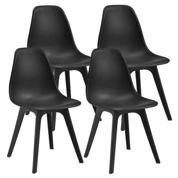 [en.casa] Arredo Sala da Pranzo  Set Tavolo Metallo Vetro 105 x 60 x 75 cm con 4 Sedie in Plastica 83 x 54 x 48 cm