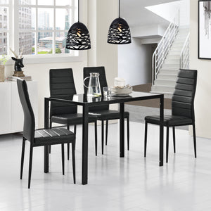 Set Tavolo da Pranzo con 4 Sedie Imbottite Schienale Alto Similpelle [en.casa] 