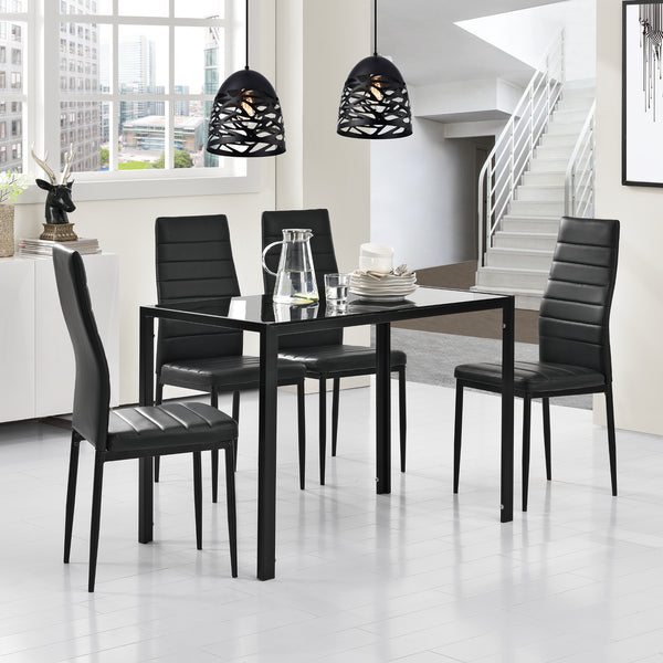 Set Tavolo da Pranzo con 4 Sedie Imbottite Schienale Alto Similpelle [en.casa] 