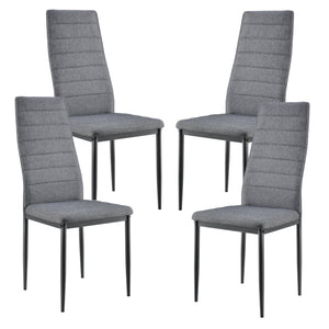 [en.casa] Arredo Sala da Pranzo Tavolo 120 x 60 x 75 cm MDF con 4 Sedie Imbottite 96 x 43 x 52 cm Acciaio Poliestere Grigio