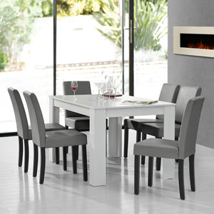 Set Pranzo con Tavolo 140x90 cm e 6 Sedie in Similpelle [en.casa] 