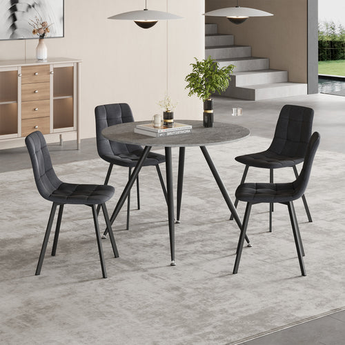 Gruppo da pranzo Fitjar 5 pezzi effetto cemento/grigio scuro [en.casa] - premiumXL