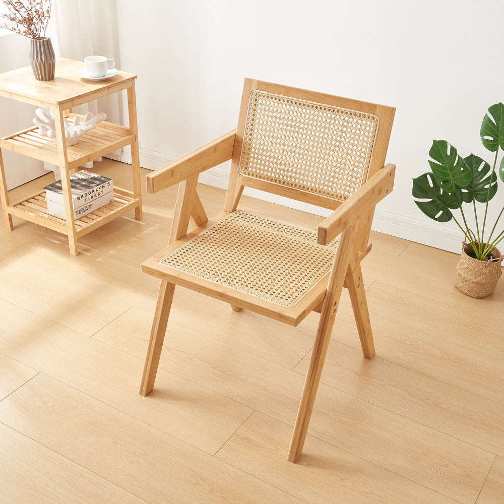 Chaise de salle à manger Asikkala 79x50x50cm aspect bambou/rotin [en.casa] - premiumXL