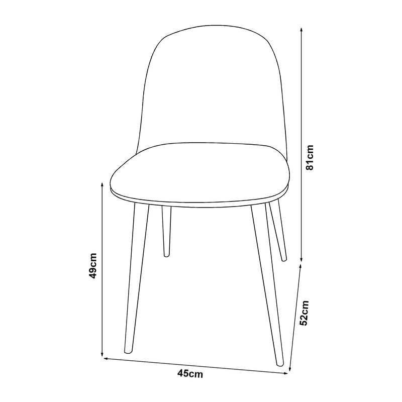 Croquis coté Lot de 2 chaises de salle à manger Kangasala 81 x 45 x 52 cm [en.casa]