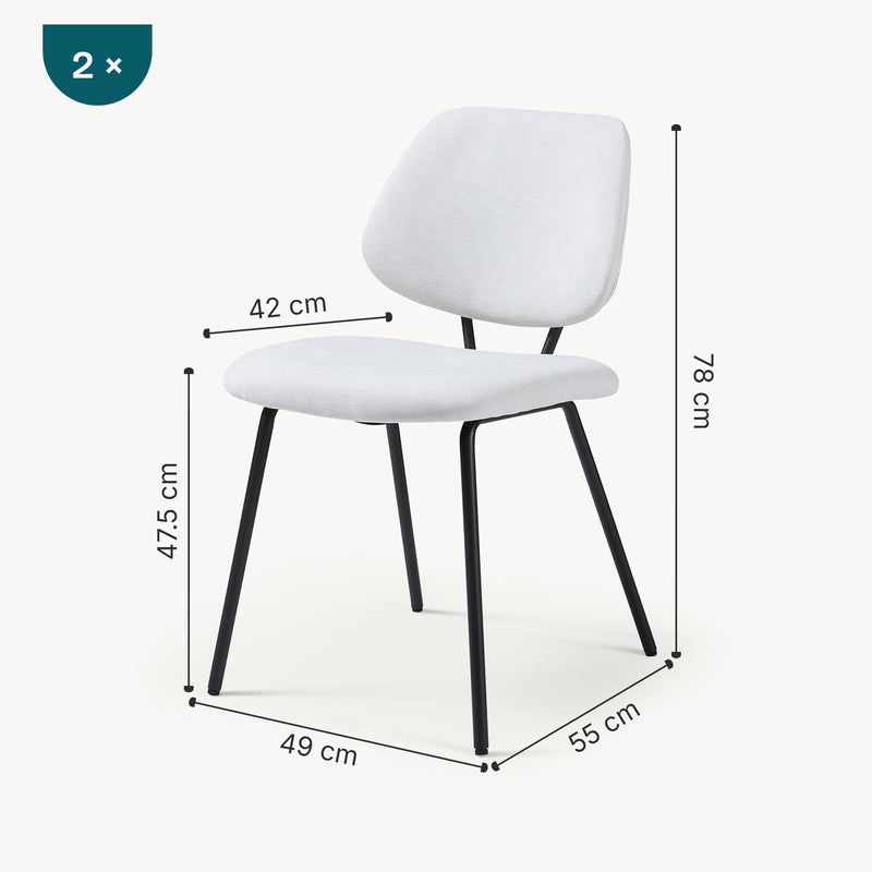 Maßskizze Esszimmerstuhl Köma Webstoff im Set [en.casa]
