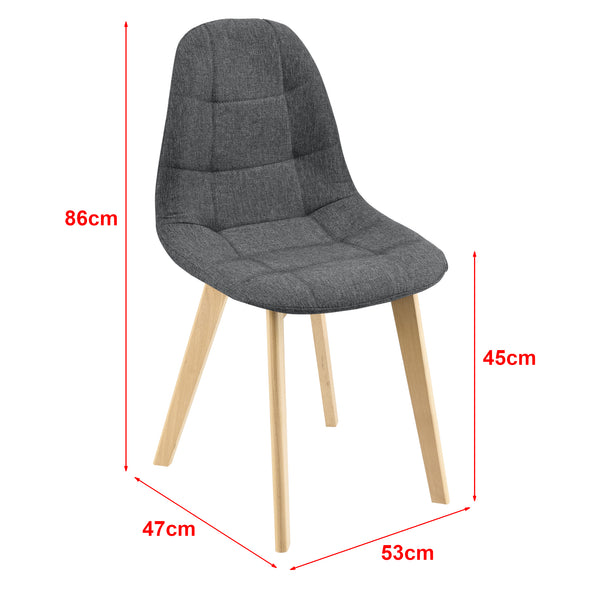 Set di 6 Sedie Imbottite per Sala di Pranzo/Attesa/Salotto/Studio - 6 Sedie in Stile Trapuntato - Rivestimento in Tessuto, Gambe in Legno di Faggio - Vari Colori 