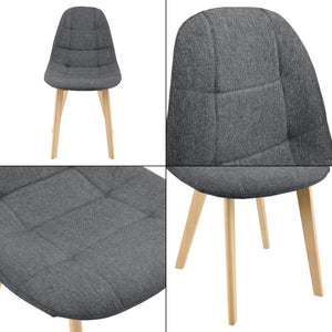 Set di 6 Sedie Imbottite per Sala di Pranzo/Attesa/Salotto/Studio - 6 Sedie in Stile Trapuntato - Rivestimento in Tessuto, Gambe in Legno di Faggio - Vari Colori 