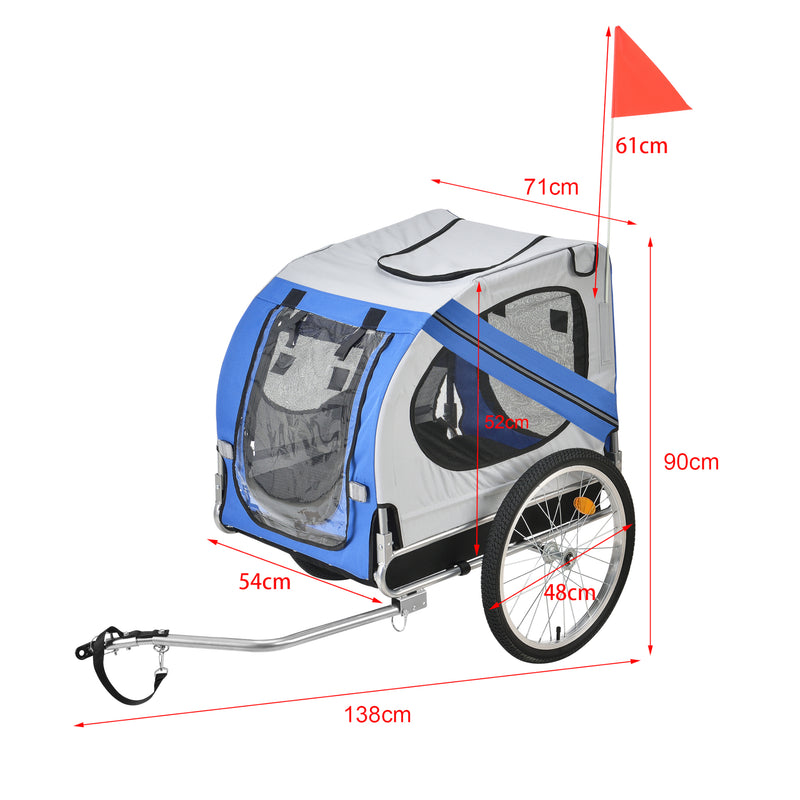 Schizzo in scala Rimorchio per Bicicletta per Trasporto Cani 138 x 71 x 90 cm Carrello per Trasporto Animali Domestici Carico Max.26 kg - in vari colori