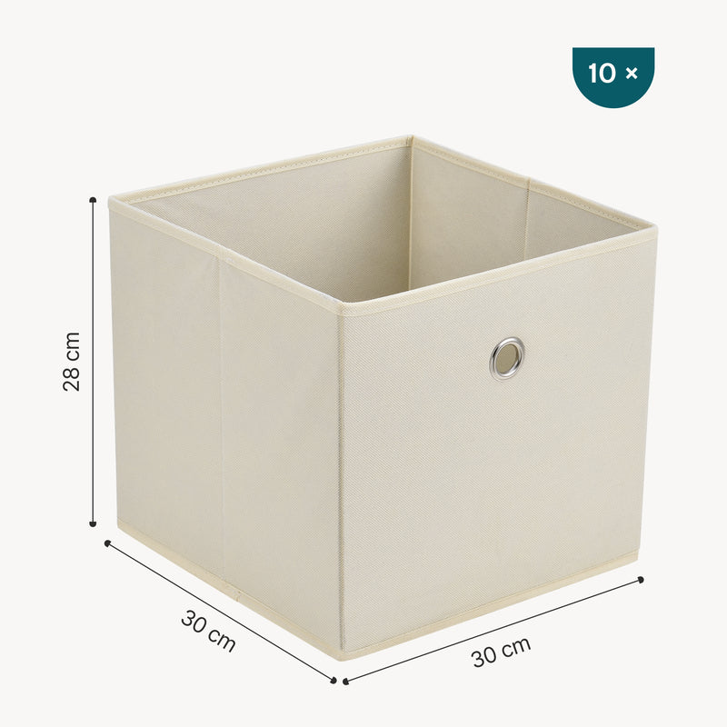 Croquis coté Set de 10 Boîtes de Rangement Textile Non Tissé 28 x 30 x 30 cm [en.casa]