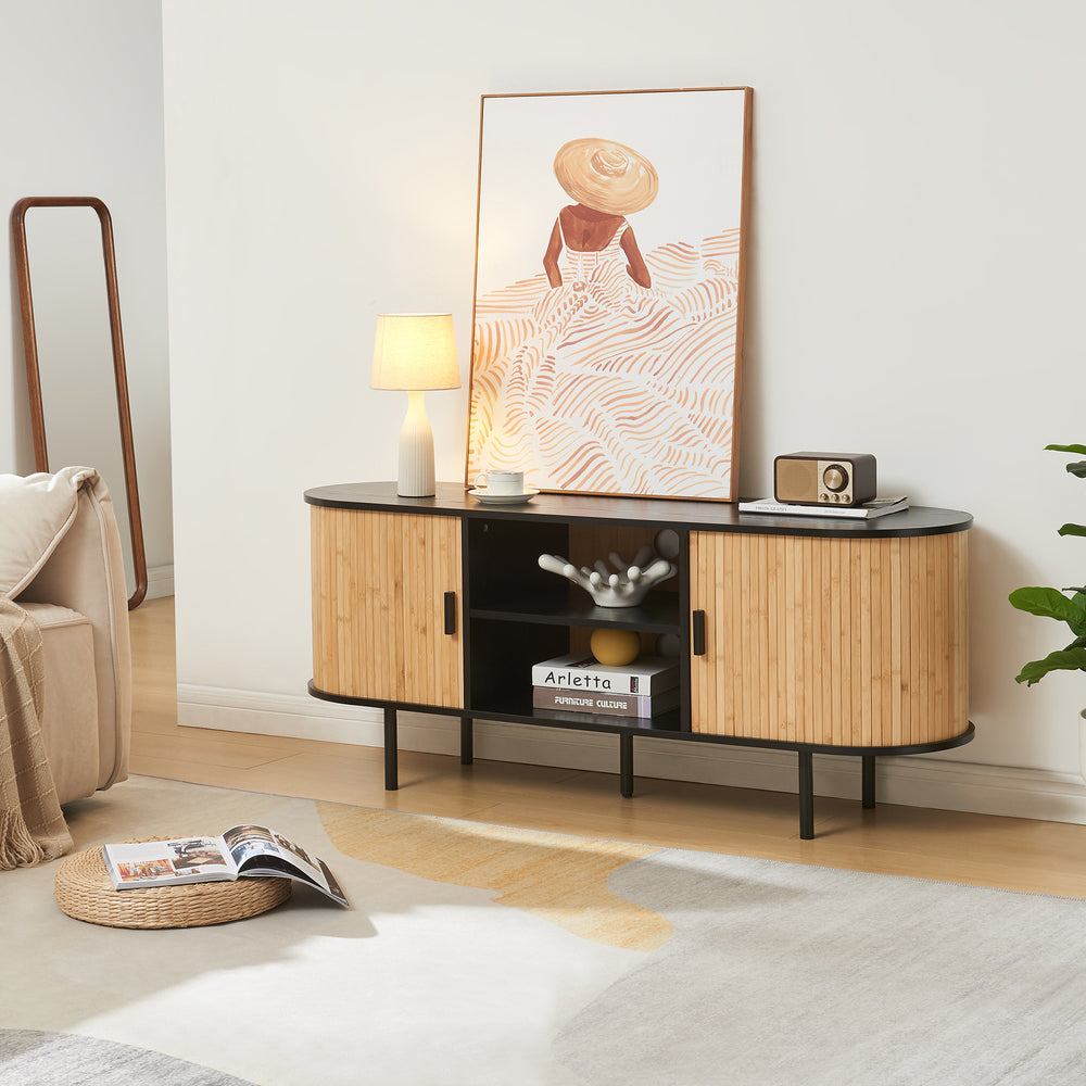 Meuble TV Tvedestrand bamboo 140 x 40 x 55 cm [en.casa]
