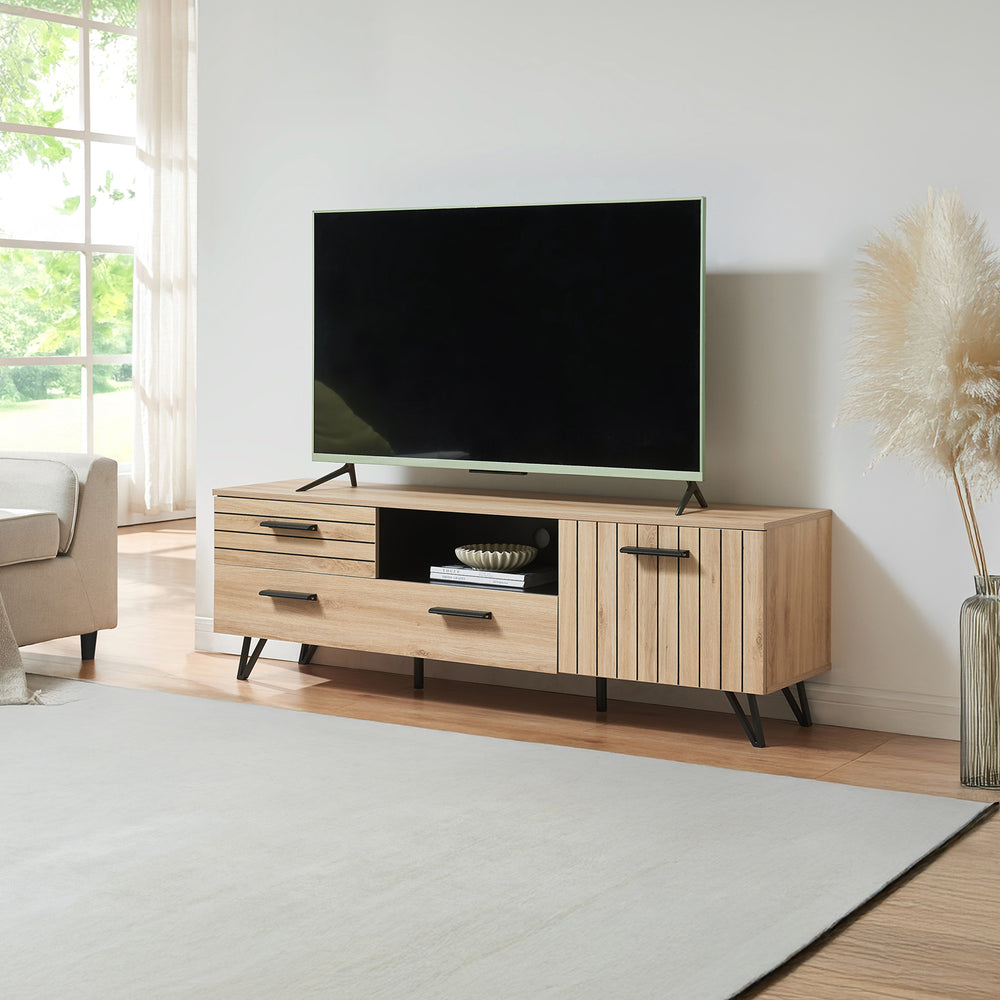 Mobile Porta TV Noppen ad Anta con Cassetto - Effetto Rovere - Varie Misure [en.casa]